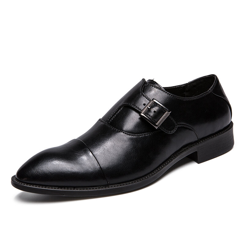 Large Size Men Metal Buckle Business Formal Casual Monk Shoes