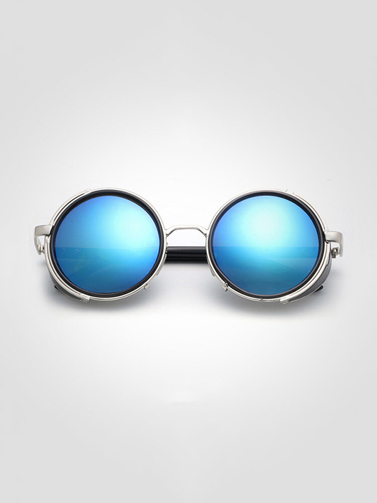 Women Men Retro Steam Punk Round UV Protection Sunglasses Casual Travel Sunscreen Eyeglasses 
