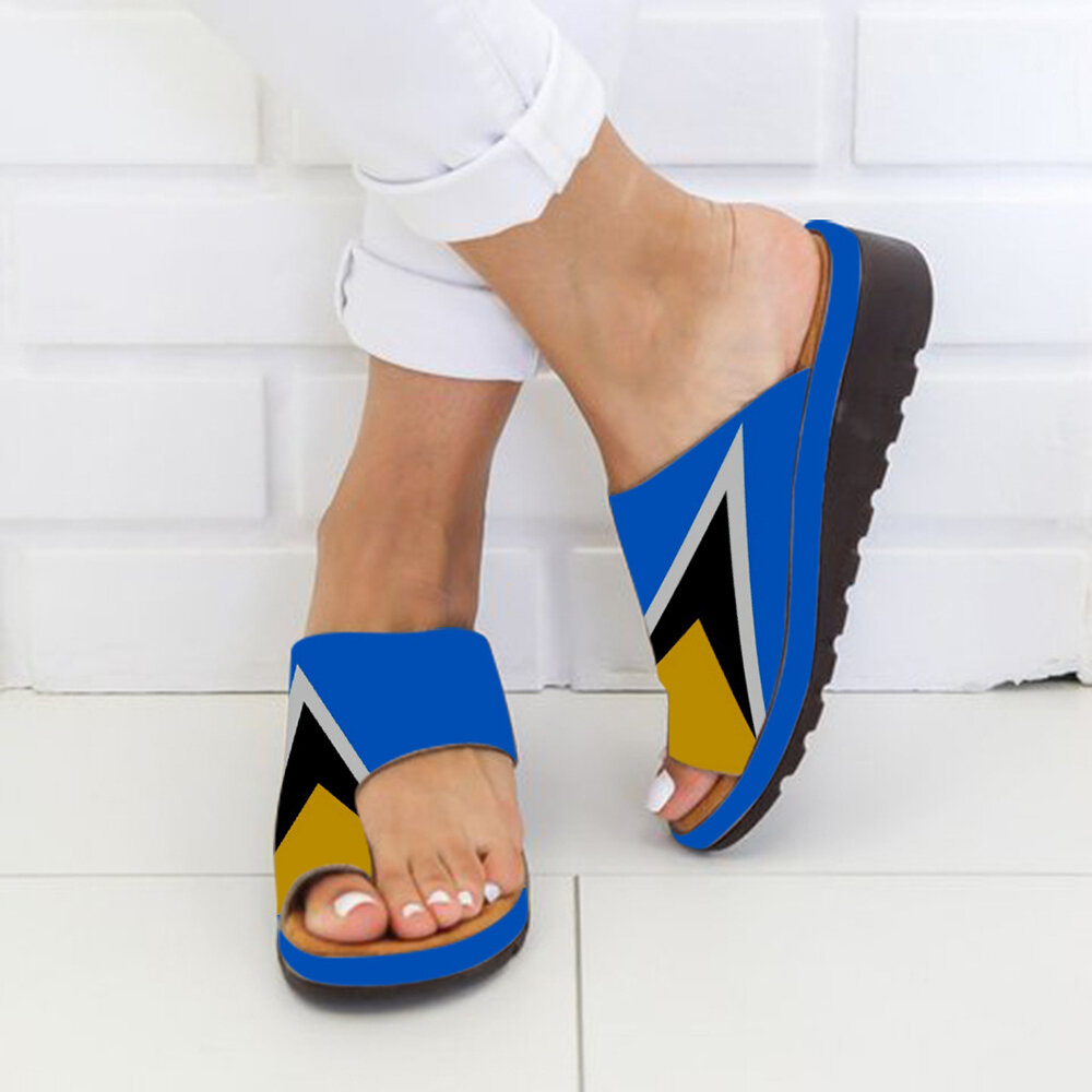 

Plus Size Women Casual Orthopedic Bunion Corrector Clip Toe Wedges Sandals, Blue