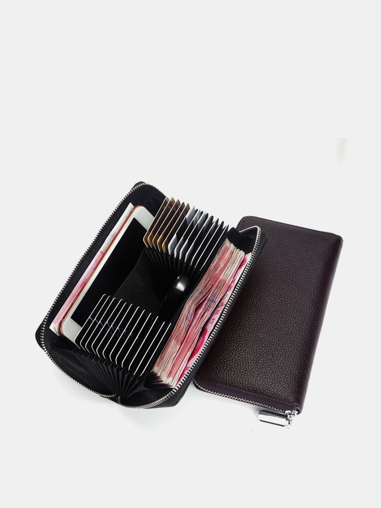 Men Genuine Leather Multi-card Slots Phone Bag Key Case Money Clip Wallet