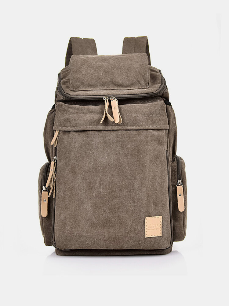 Unisexual Canvas Vintage Large Capacity Backpack Breathable Outdoor Travel Bag Laptop Bag