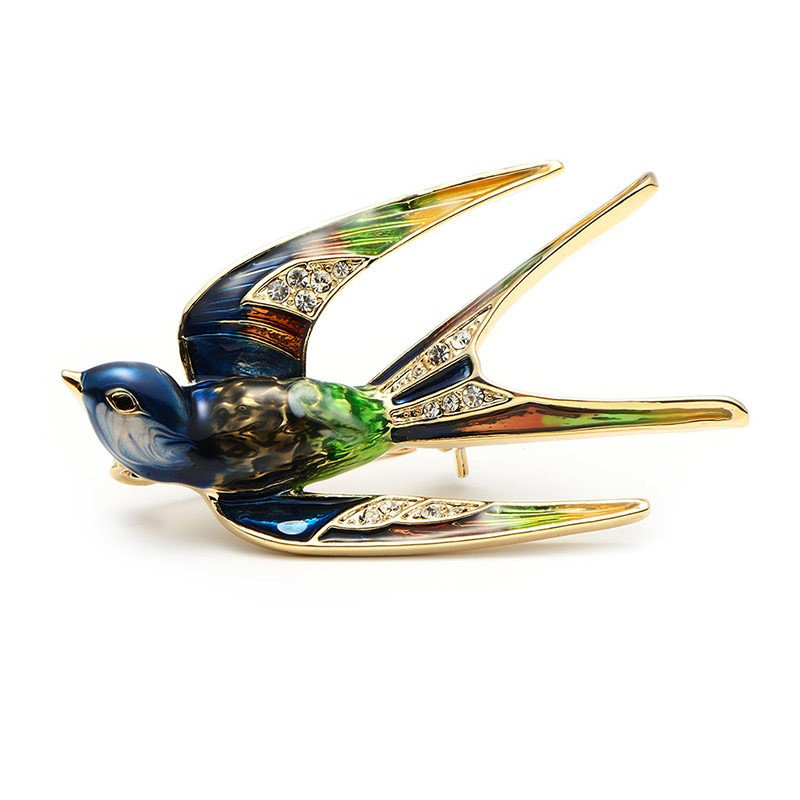 

Elegant Swallow Bird Brooches Pins Colorful Enamel Rhinestone Ethnic Brooches Costume Jewelry, 3;2;1