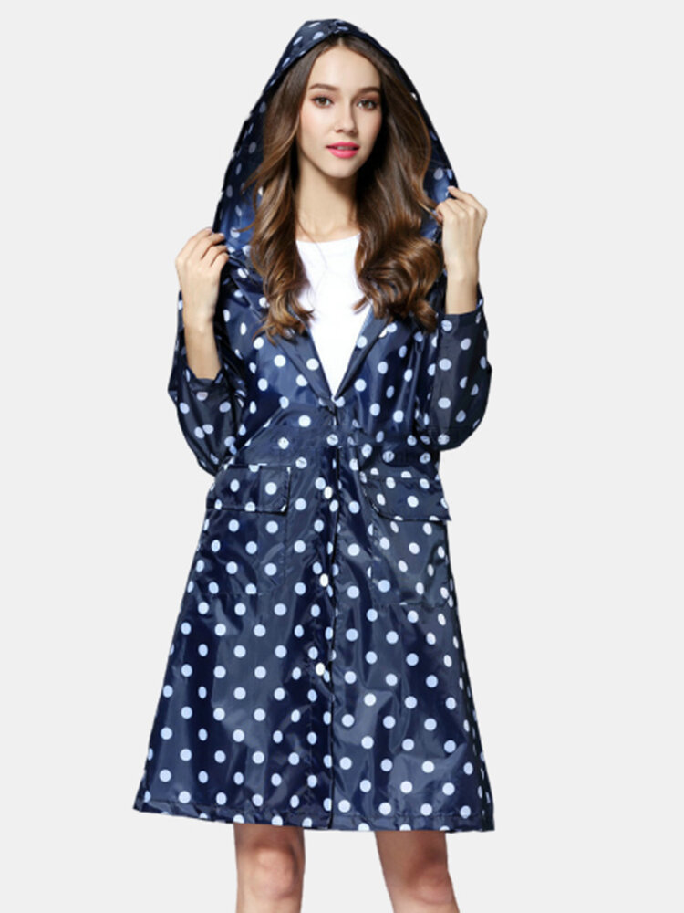 Polka Dot Pattern Fashion Windbreaker Raincoat Outdoor Dustproof Clothing