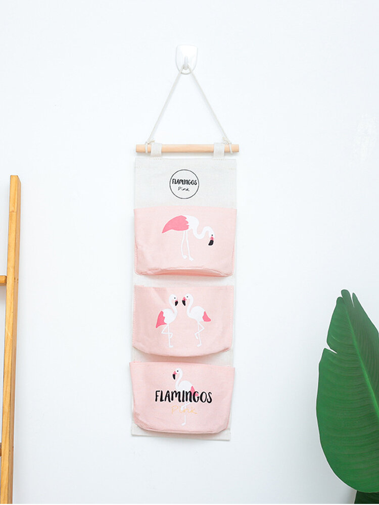 Flamingo Series Hanging Bag Home Bathroom Kitchen Semi-circle Three-pocket Storage Bag