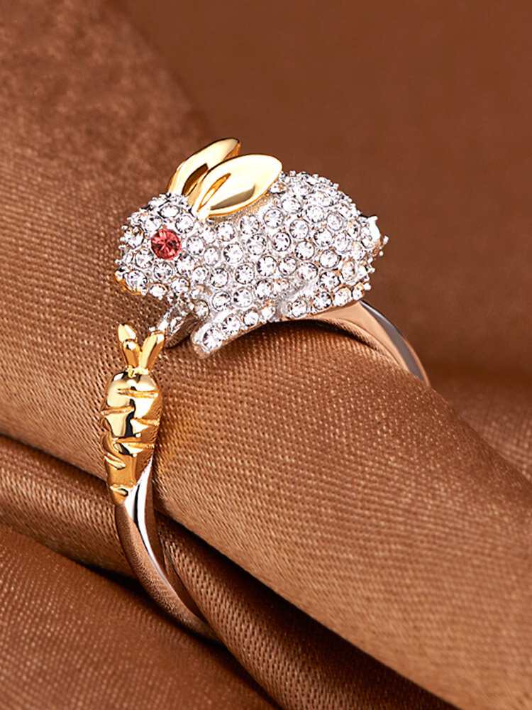 Cute Chinese Zodiac Stylish Gold Rings Animals Wedding Diamonds Silver Rings Gift for Girls Women
