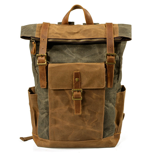 

Men Vintage Canvas Casual Travel Large Capacity Waterproof Commuter Bag Backpack, Coffee;army green;deep grey;green