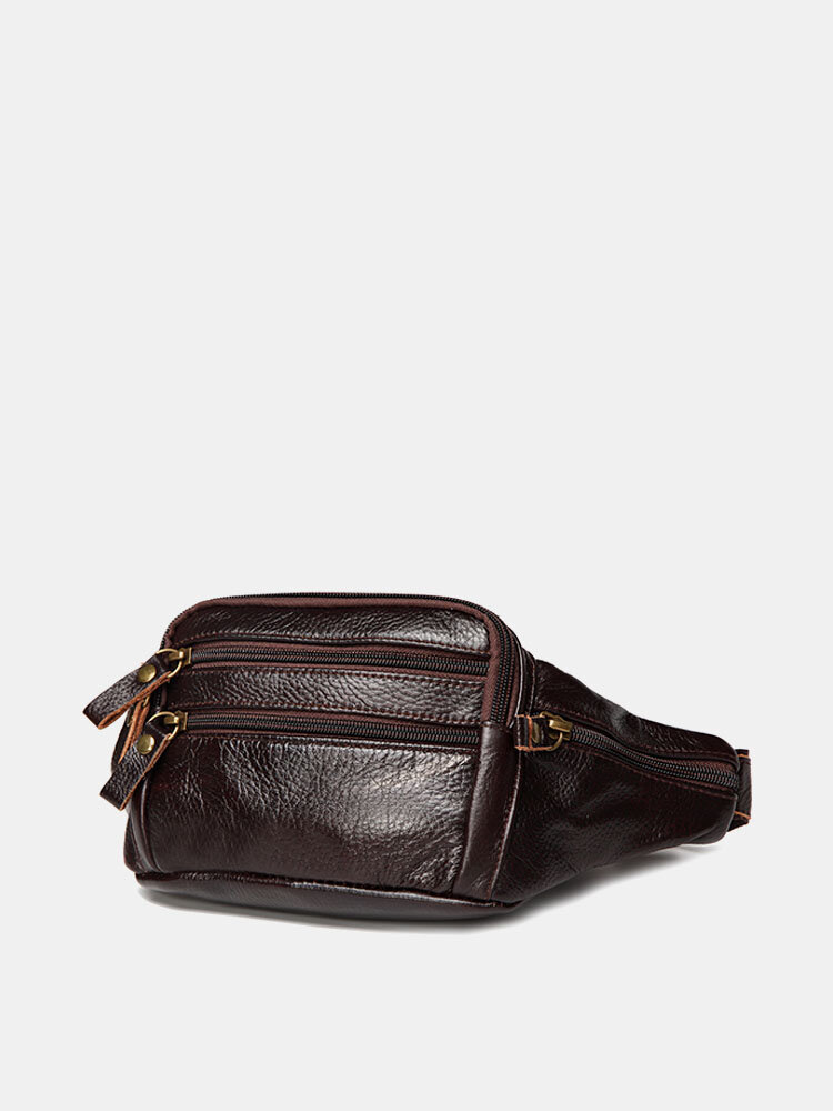 Vintage Waist Bag Genuine Leather Crossbody Shoulder Bag Chest Bag For Men