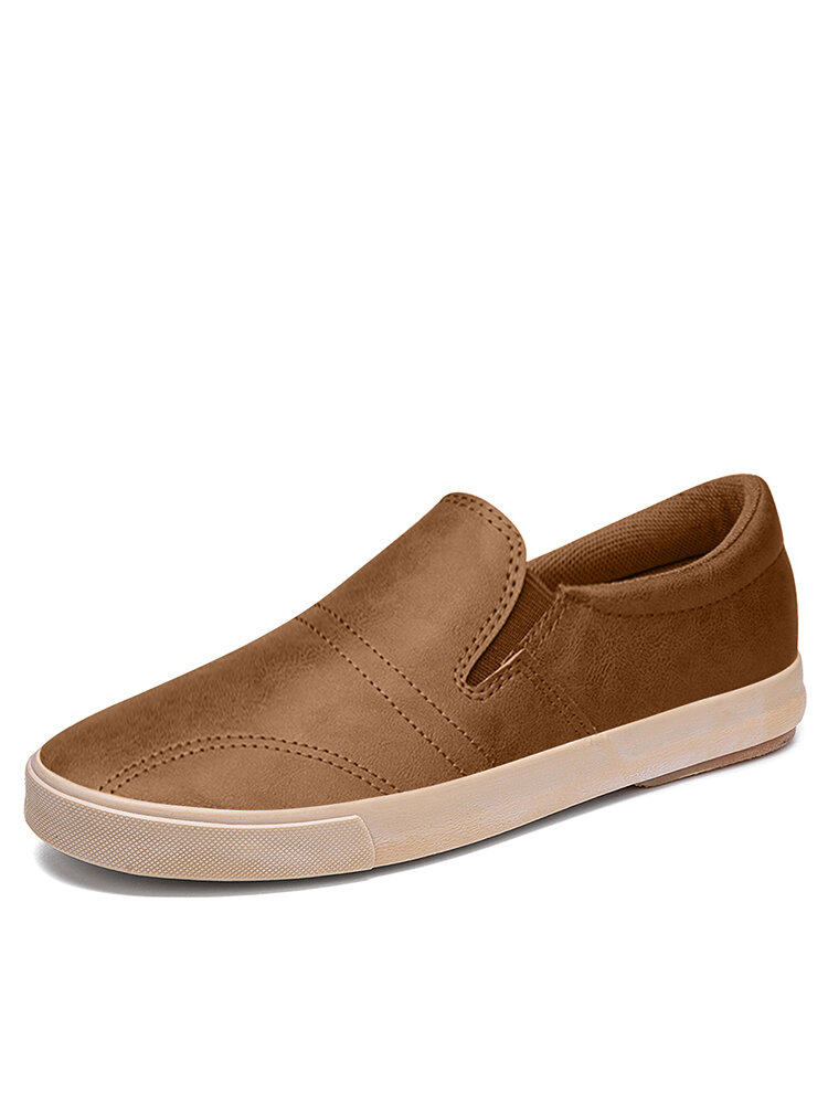 Men Pure Color Slip On Casual Soft Soled Loafers Driving Shoes