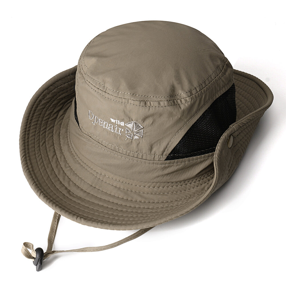 

Unisex Fisherman Cap Breathable Can Tied Outdoor Climbing Beach Visor Bucket Cap, Green;khaki;black;grey;light gray;army green