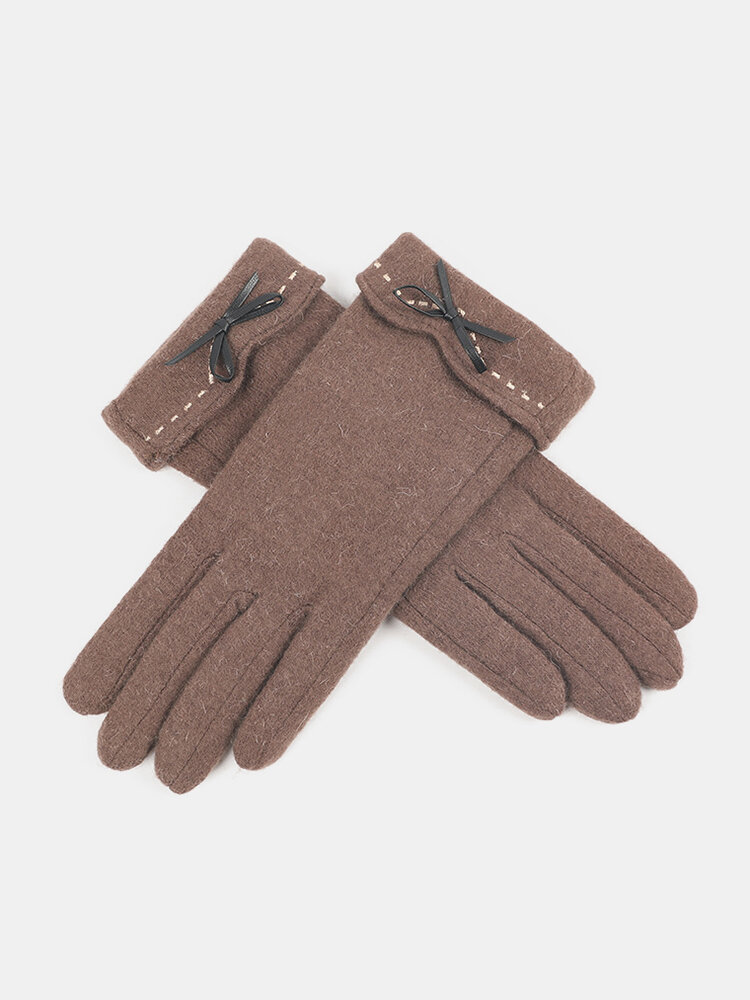 Women Winter Touch Screen Gloves Outdoor Windproof Plus Velvet Warm Cute Gloves