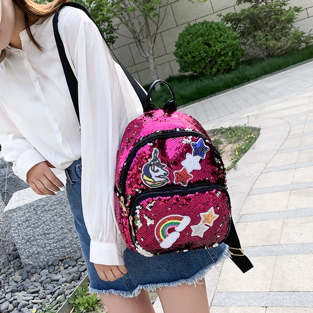 Sequined Unicorn Backpack New Girl Fashion Backpack Cartoon Cute Bag Travel Backpack