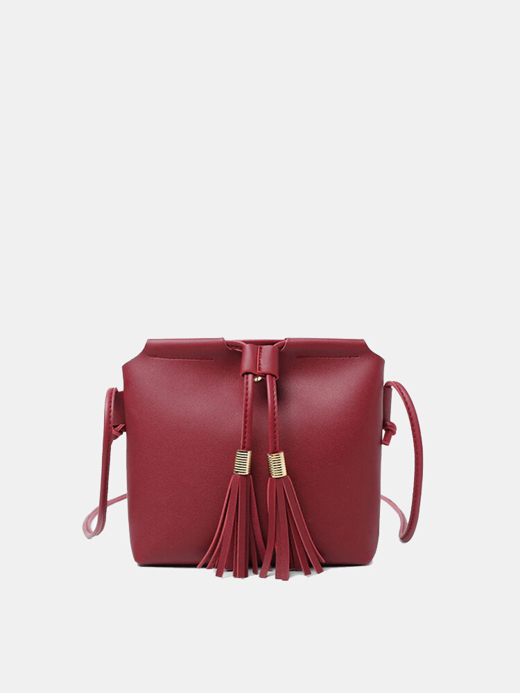 Women Tassel Detail Bucket Bag Crossbody Bag 