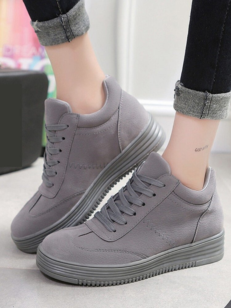 Phalanx poor local Comfortable Pure Color Platform Lace Up Sport Casual Shoes For Women -  NewChic