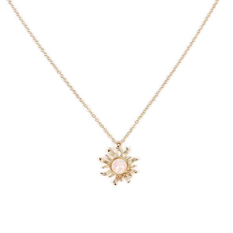 

Fashion Silver Gold Sun Flower Pendant Necklaces Opal Chain Statement Necklaces for Women