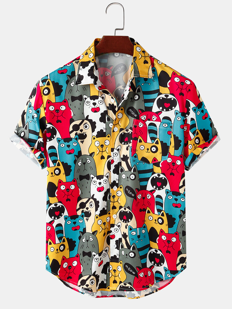 رجل الكرتون القط كل انحاء طباعة قمصان مضحك تنفس