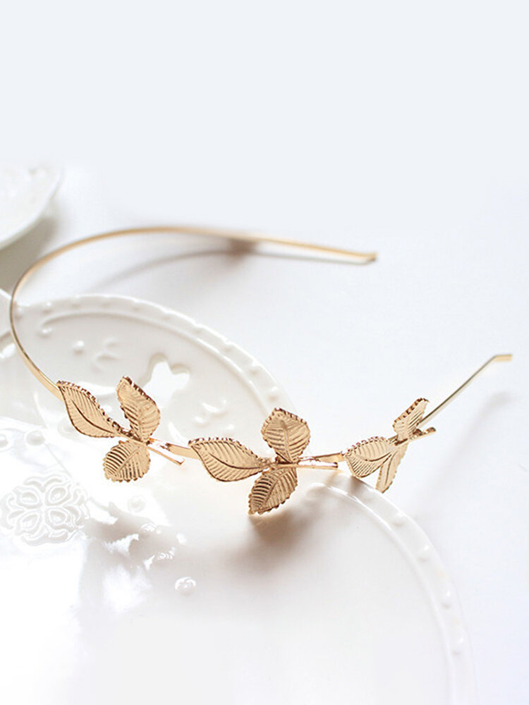 Vintage Headband Gold Leaves Plants Adjustable Headband Hair Ethnic Jewelry Accessories for Women
