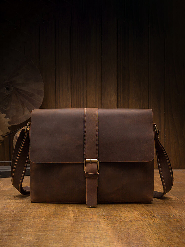 Ekphero PU Leather Vintage Multi-functional Messenger Bag Magnet Buckle Large Capacity Crossbody Bag