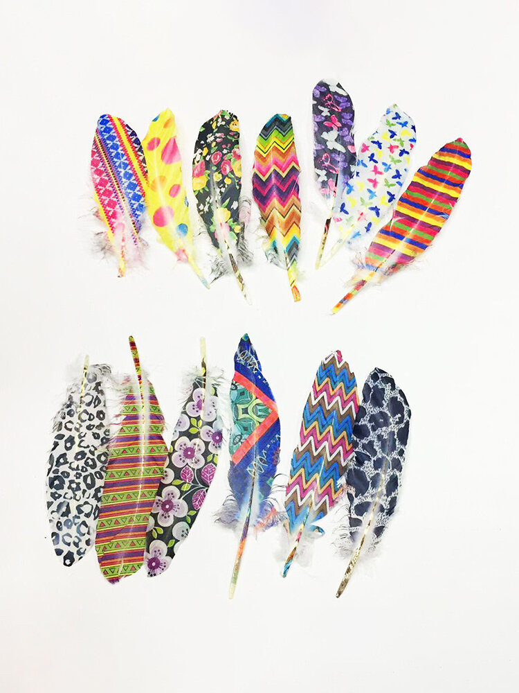 100pcs Set Mixed Colors Natural Goose Feather Ribbon Trim Sewing DIY Craft 6-8''