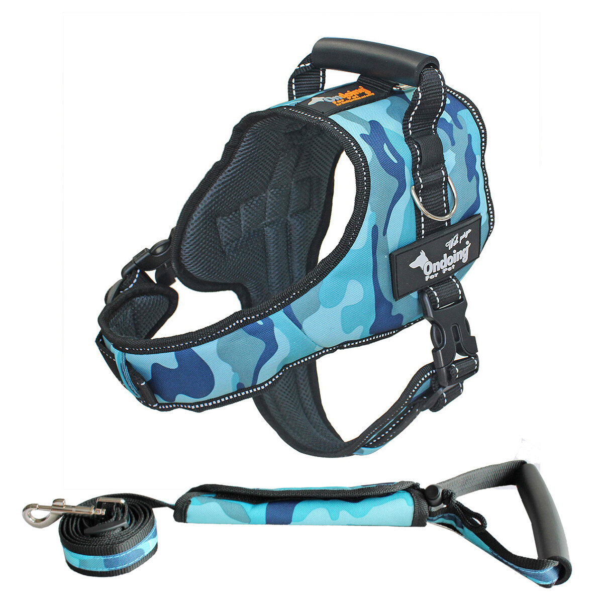 Ondoing Dog Harness Adjustable Pet Vest Harness No Pull Padded Reflective With Leash