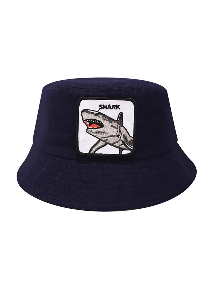 Men's Women's Cotton Fisherman Hat Animal Print With Shark Flat Top Hat Outdoor Sun Hat