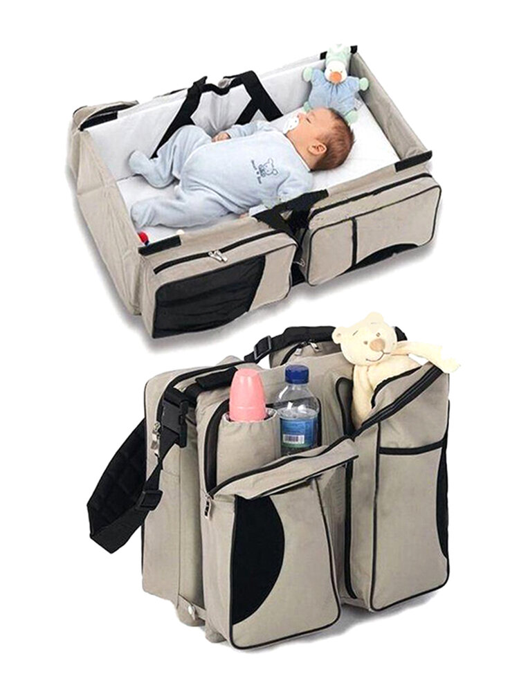 Sac de lit de voyage pliable pour bébé sur sac portable pour mère et bébé sac de momie multifonctionnel de grande capacité