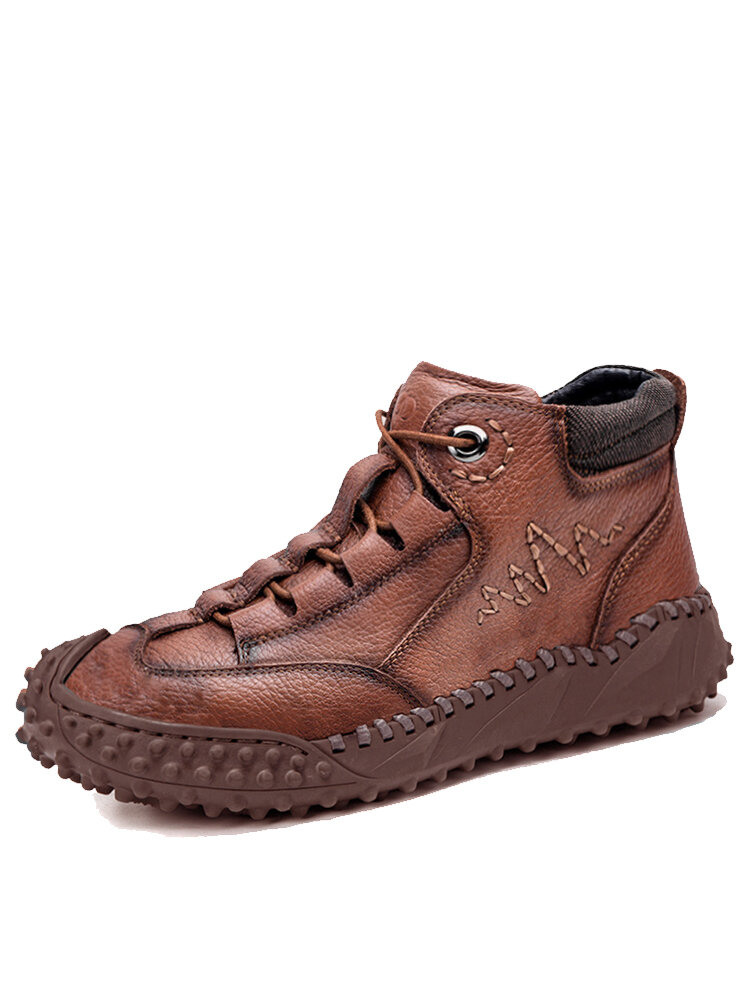 Menico Men Hand Stitching Leather Rubber Toe Outdoor Casual Boots