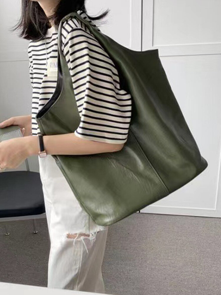 JOSEKO Women's Faux Leather Simple Casual Large Capacity Tote Shoulder Bag