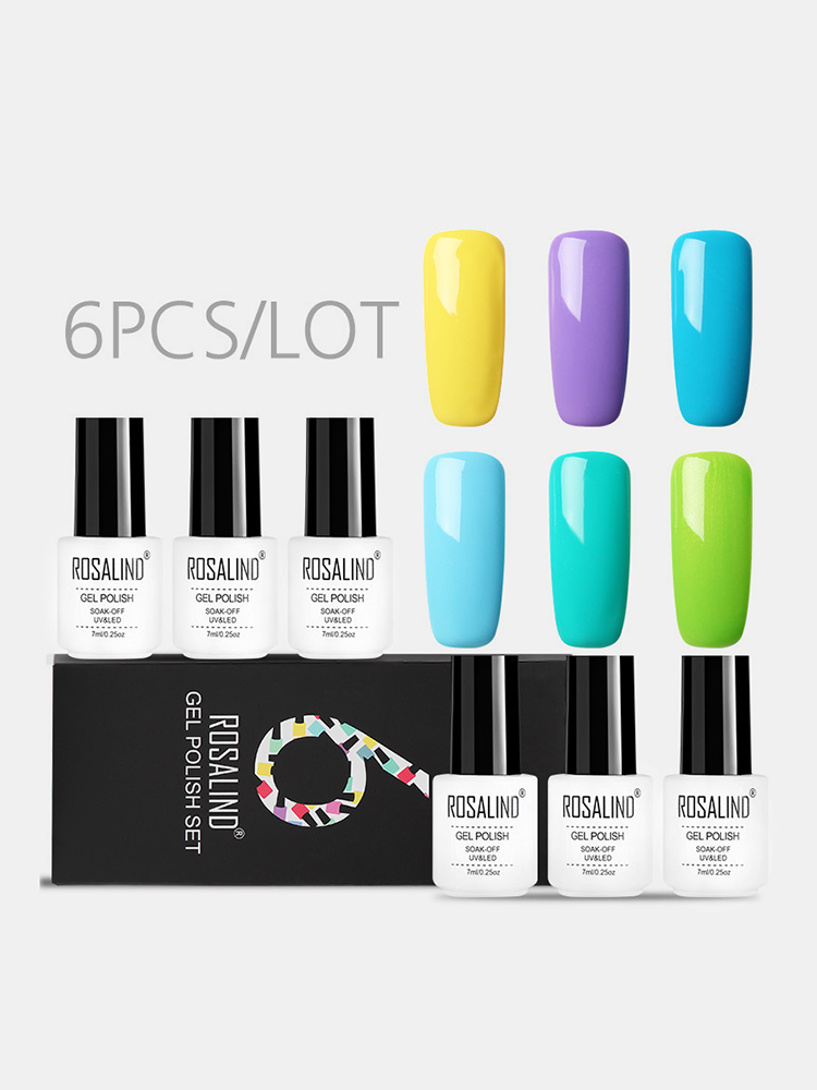 6Pcs/Kit Nail Polish Gel Kit Solid Color Boxed Nail Gel DIY Nail Art UV LED Colorful Gel