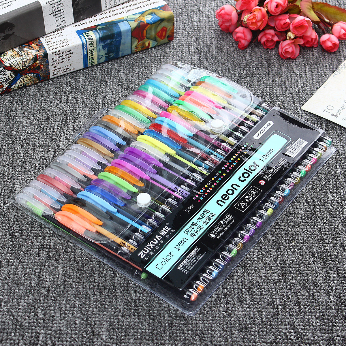48 pcs Multicolor Gel Pen Set Adult Coloring Book Ink Pens Drawing Painting Writing Craft Art