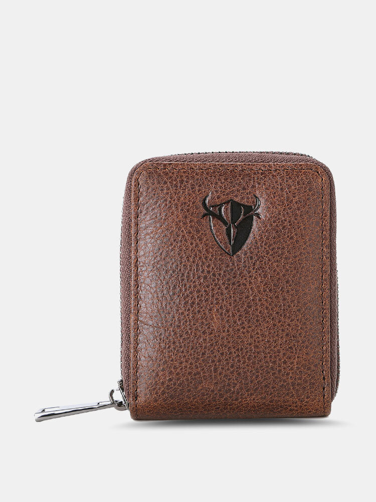 Men Vintage Multi-Slots Anti-Theft Genuine Leather Short Wallet Purse