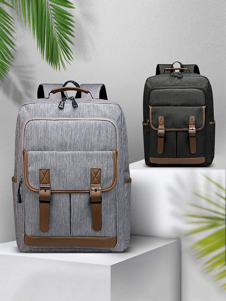 Menico Unisex Polyester Casual Zip Contrast Preppy Backpack Travel Bag Laptop Bag