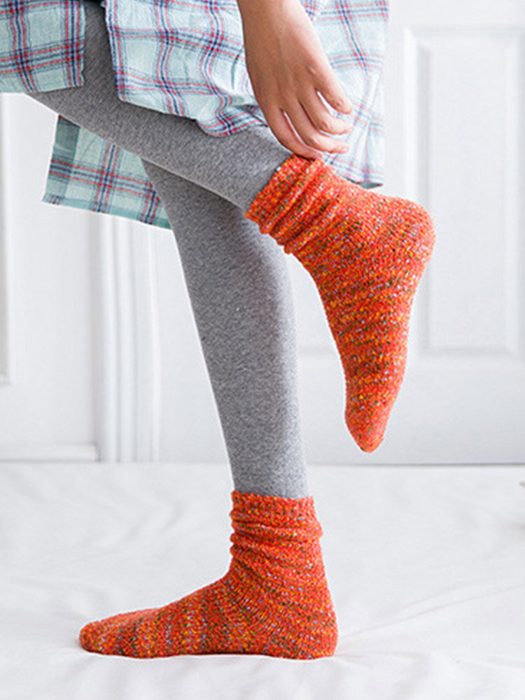 5 paires de chaussettes de chaleur vintage en jacquard à fil épais en acrylique pour femmes