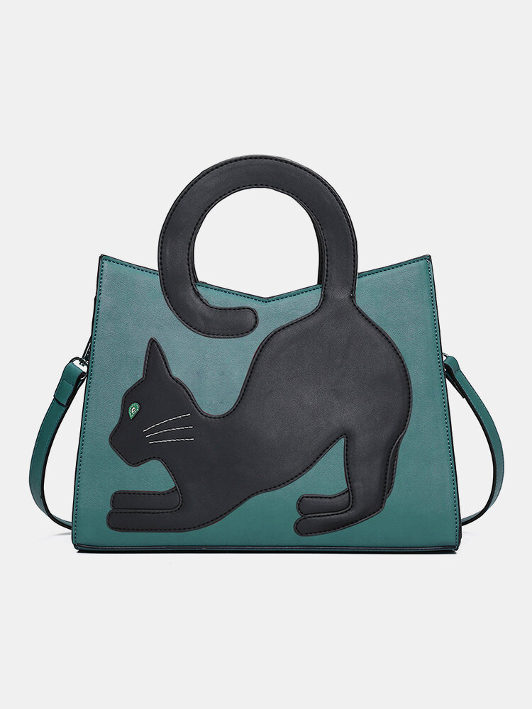 حقيبة يد نسائية على شكل قطة حقيبة كروس مرقعة