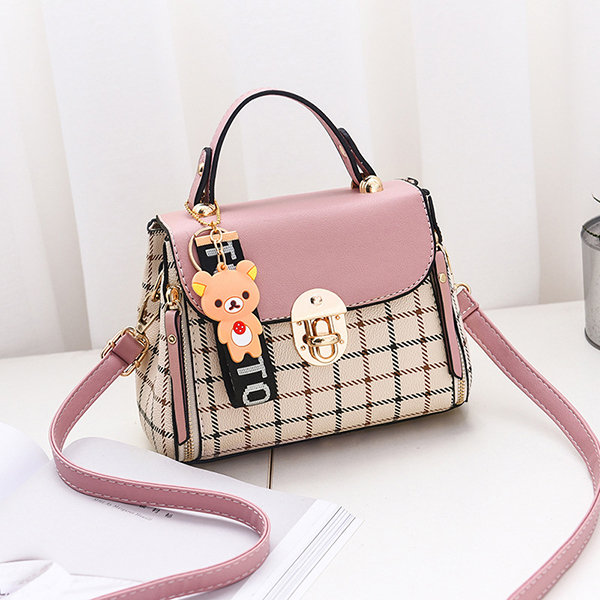 Hot-sale designer Women Plaid PU Leather Cute Bear Crossbody Bag Casual Handbag Online - NewChic