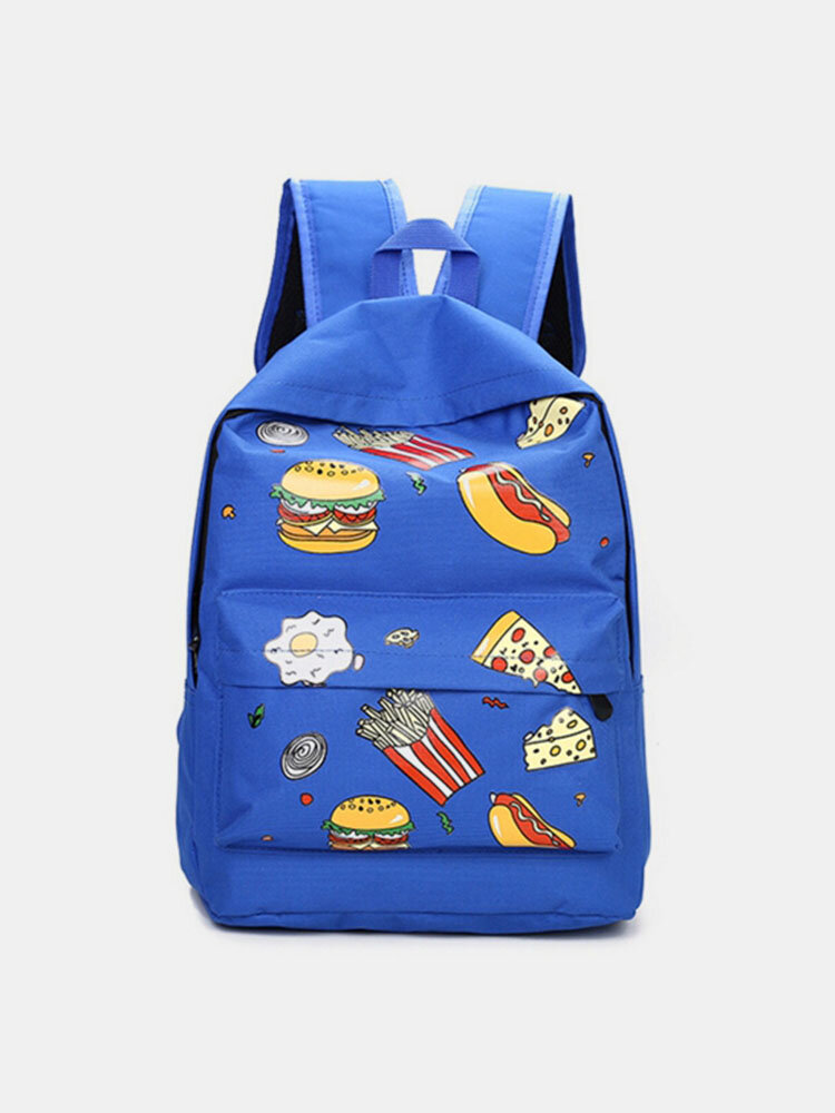 Women Food Pattern Canvas Travel Backpack Versatile Schoolbag