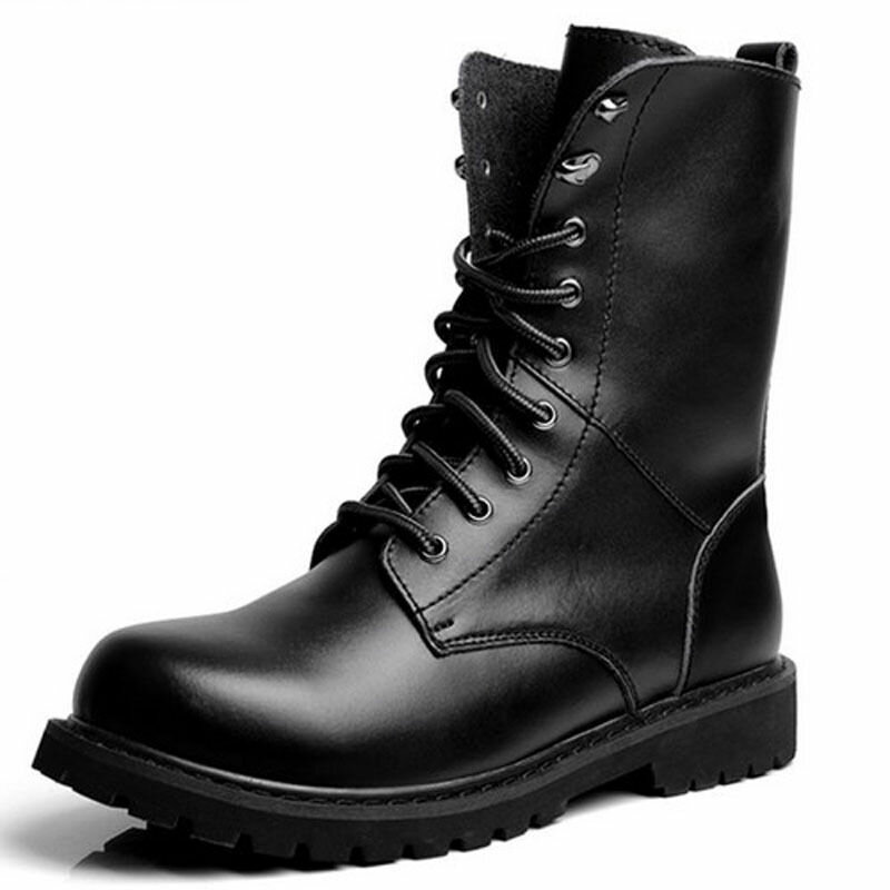 Men High Top Classic Black Casual Lace Up Mid Calf Work Boots от Newchic WW