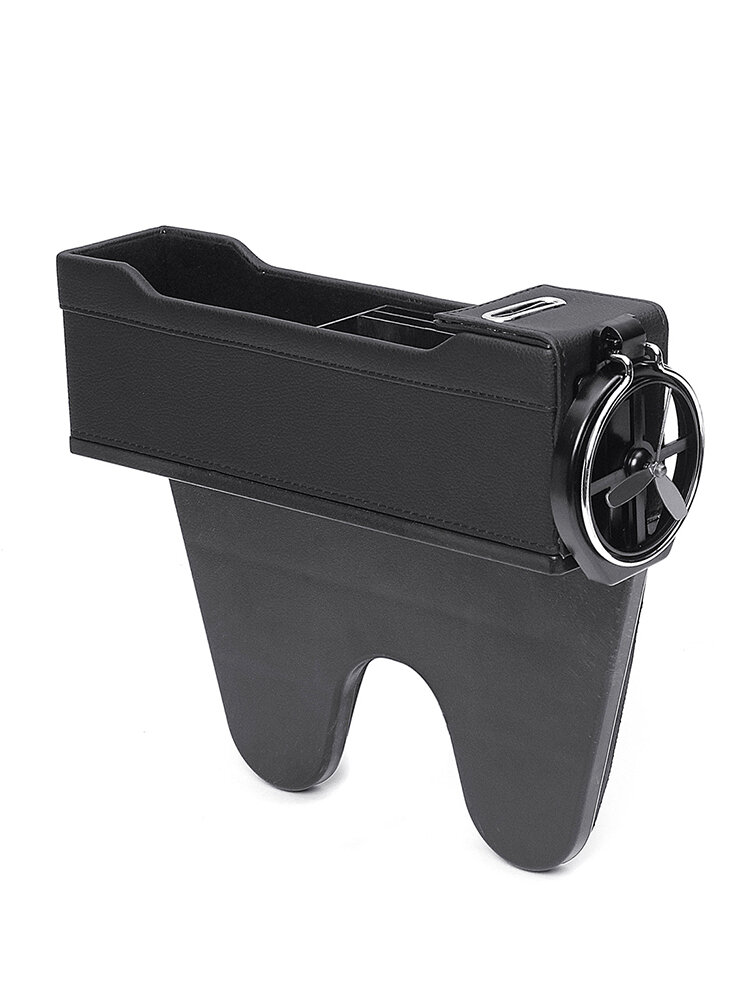 Leather Console Pocket Car Organizer Passenger Seat Box Catcher Cup Holder Black