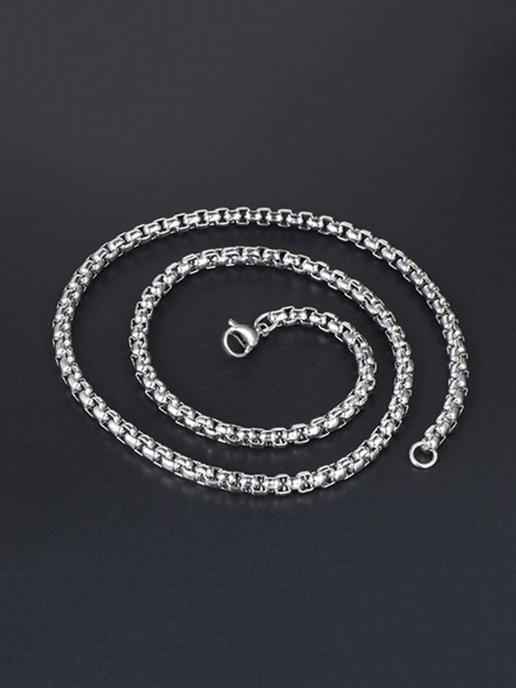 Trendy Simple Square Pearl Chain Shape Titanium Steel Necklace