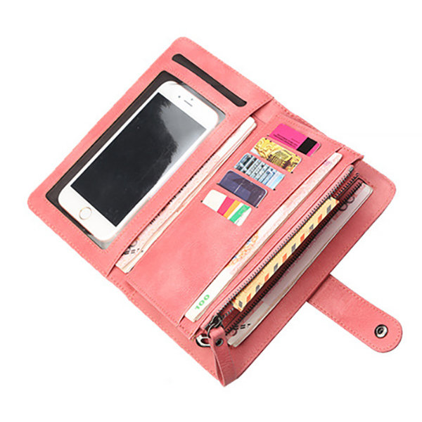 

Women 9 Cards Slots Wallet Long Phone Bag, Grey;darkblue;black;pink;red;green;lightblue