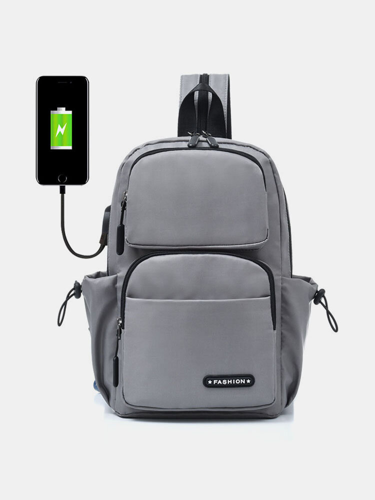 Men USB Charging Multi-carry Multi-Layers Waterproof Crossbody Bag Chest Bag Sling Bag Backpack