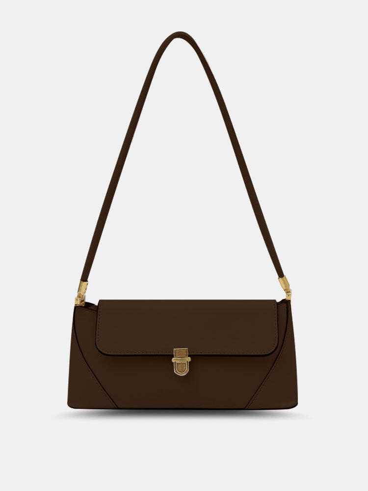 Vintage Women Faux Leather Solid Color Handbag Fashion Shoulder Bag