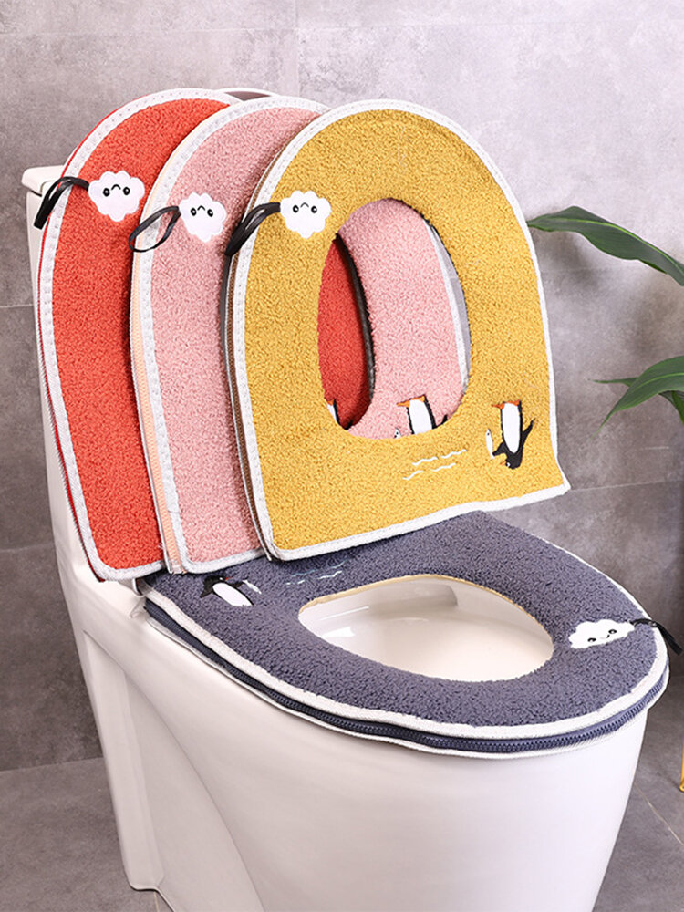 Zipper Toilet Seat Closestool Cover Household Plush Soft Toilet Seat Pad Cover Toilet Seat Cover от Newchic WW