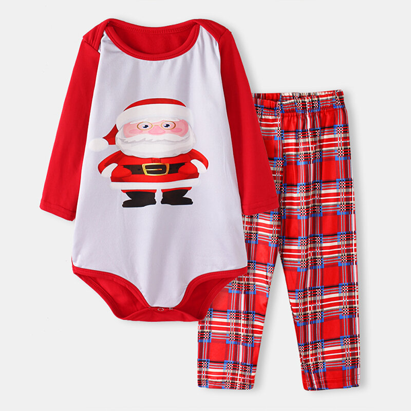 

Baby Santa Claus Christmas Print Casual Pajama Set For 0-24M, Red