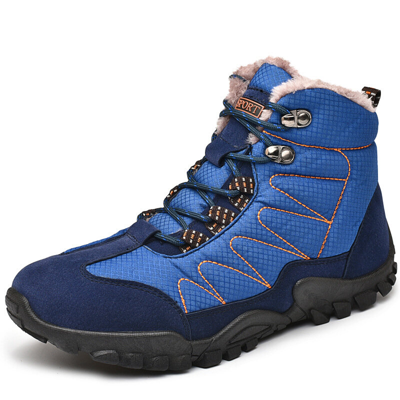 Men Outdoor Slip Resistant Warm Lining Lace Up Climbing Hiking Boots