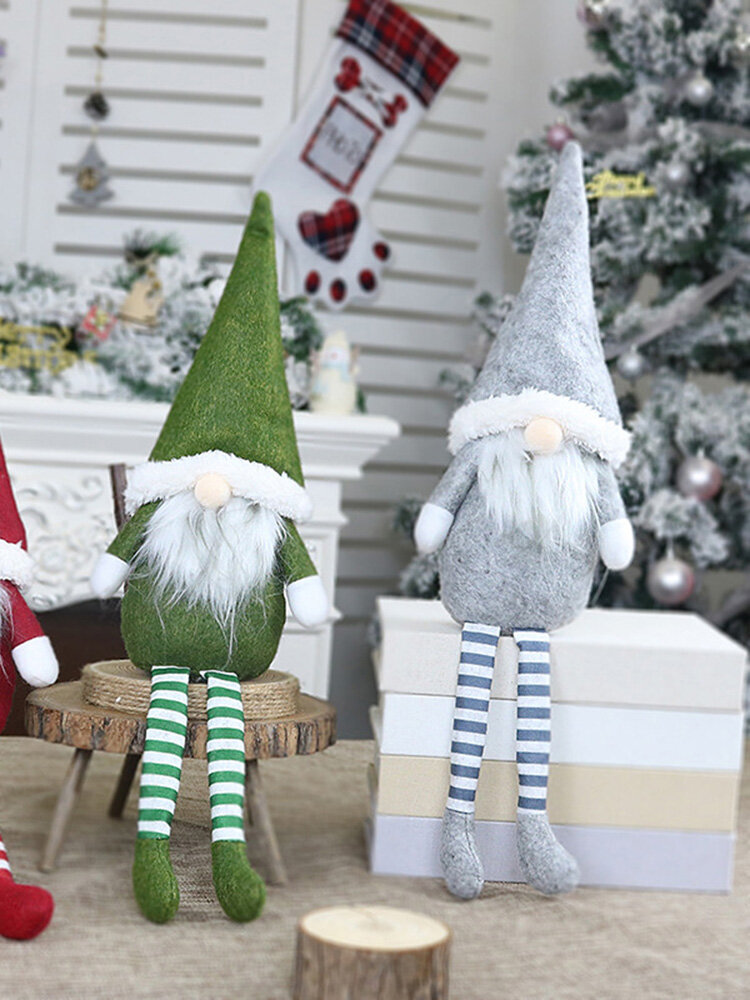 Christmas Decorations Props Faceless Dolls Long Legs Sittings Santa Claus Pendant Window Decorations
