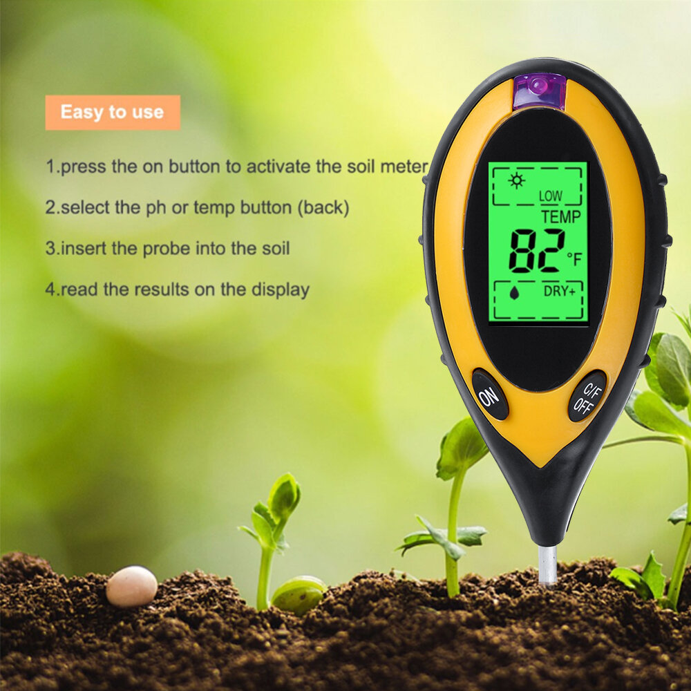 Medidor de pH de suelo uso en interiores y exteriores luz y pH para jard/ín granja BUNRUN kit de prueba de humedad