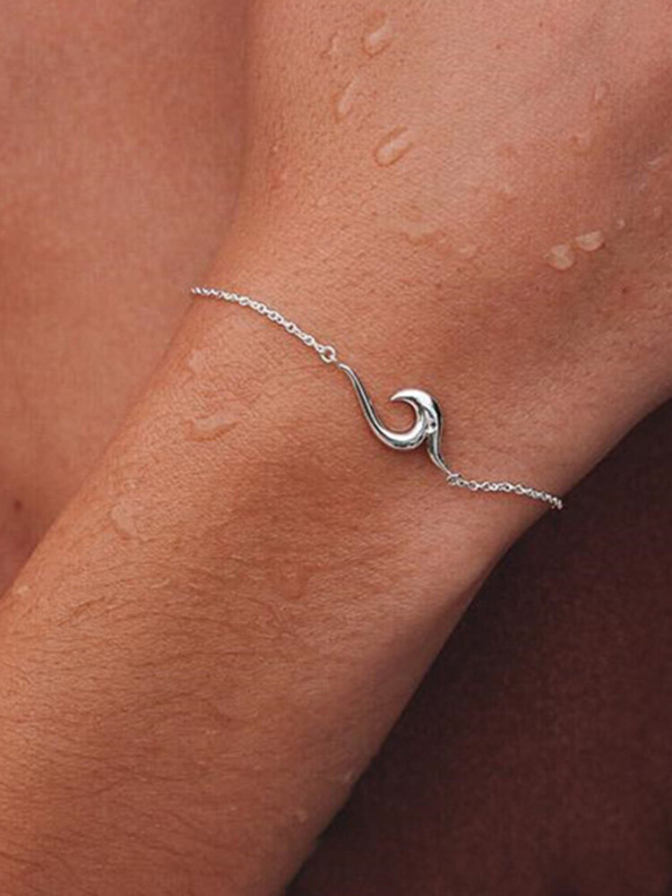 Bracelet à la mode avec symbole de vague, pendentif géométrique, bracelet en chaîne, bijoux bohème
