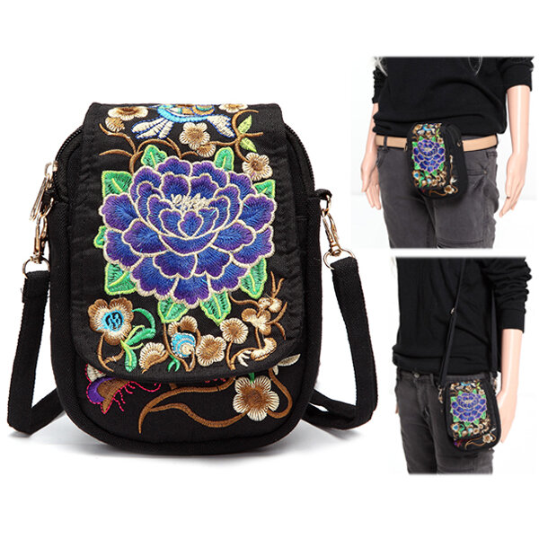 

Woman Tribal Retro Shoulder Bag Canvas Chinese Style Phone Bag Little Bag For Woman, Muli-colored;purple