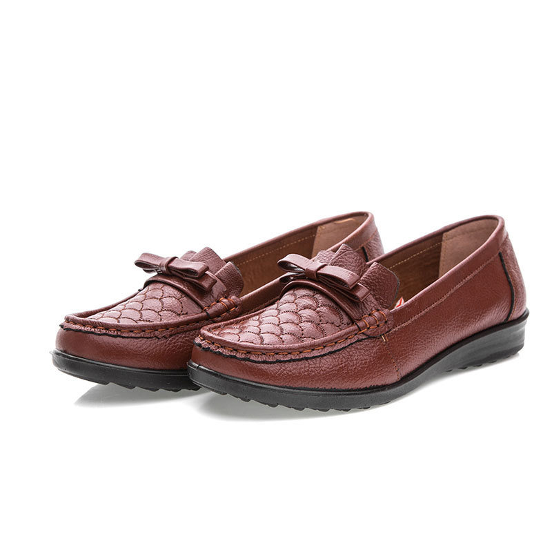 Bowknot Work Shoes Soft Sole Leather Loafers For Women