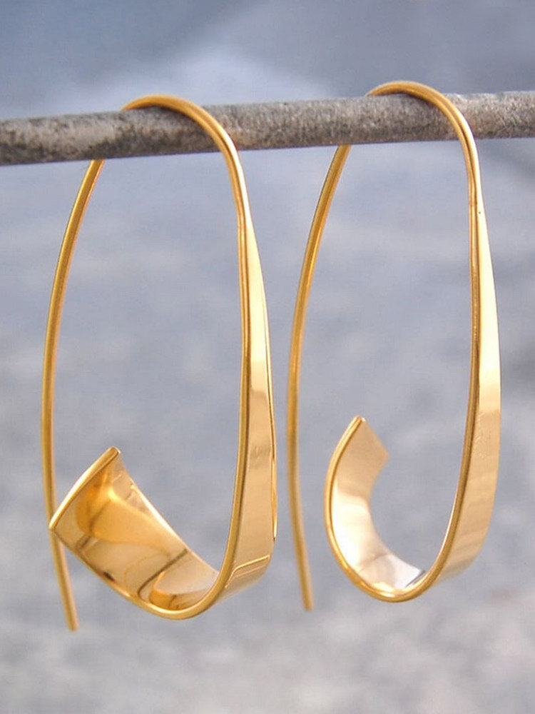 Vintage Geometric Spiral-shaped Smooth Alloy Earrings